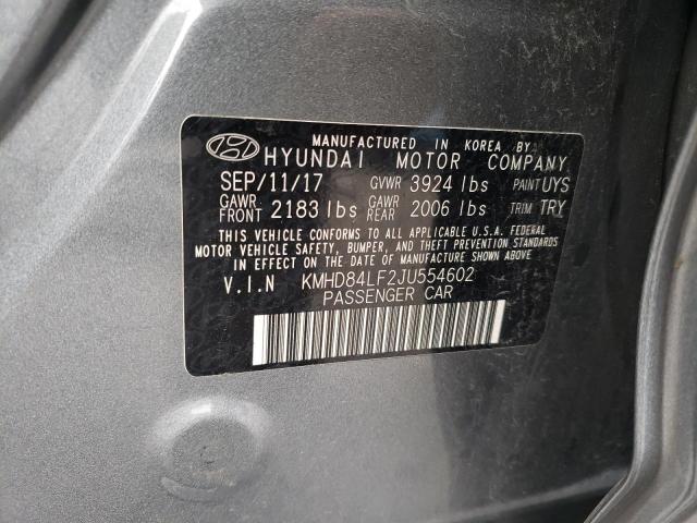 KMHD84LF2JU554602 - 2018 HYUNDAI ELANTRA SEL GRAY photo 12