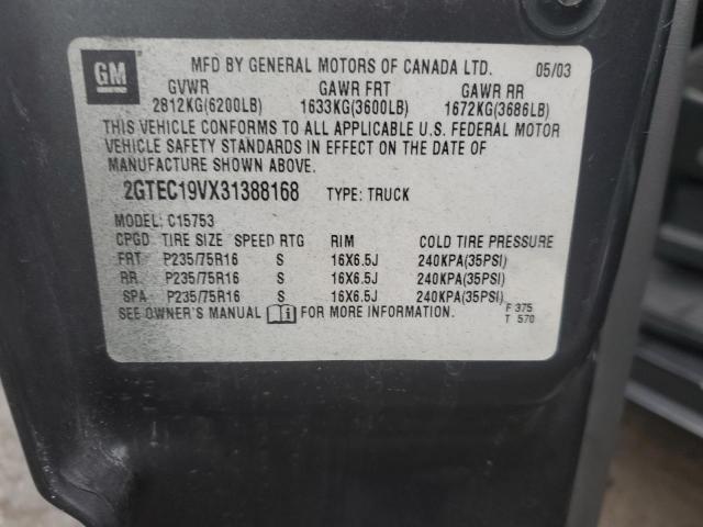 2GTEC19VX31388168 - 2003 GMC NEW SIERRA C1500 BLACK photo 12