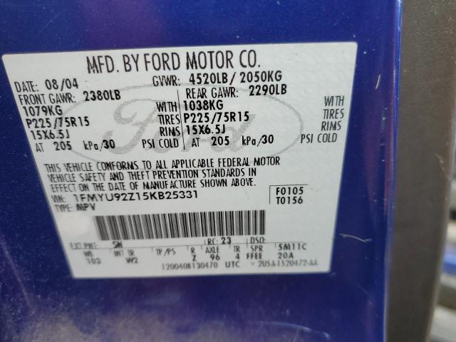 1FMYU92Z15KB25331 - 2005 FORD ESCAPE XLS BLUE photo 13