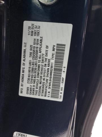 5FNRL6H84MB029911 - 2021 HONDA ODYSSEY TOURING BLUE photo 14