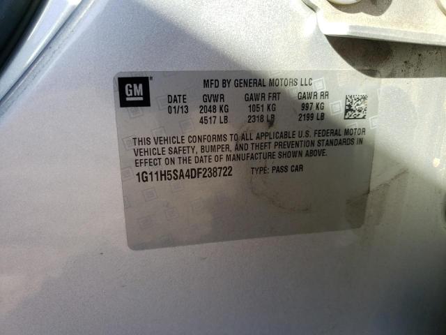 1G11H5SA4DF238722 - 2013 CHEVROLET MALIBU LTZ ნაცრისფერი ფოტო 12