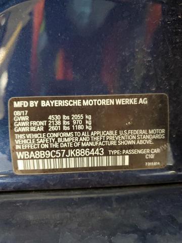 WBA8B9C57JK886443 - 2018 BMW 330 I BLUE photo 12