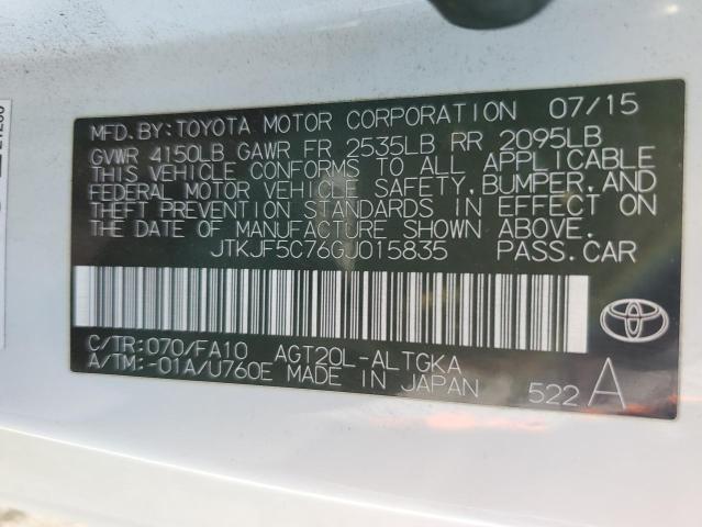 JTKJF5C76GJ015835 - 2016 TOYOTA SCION TC 白色 照片 12