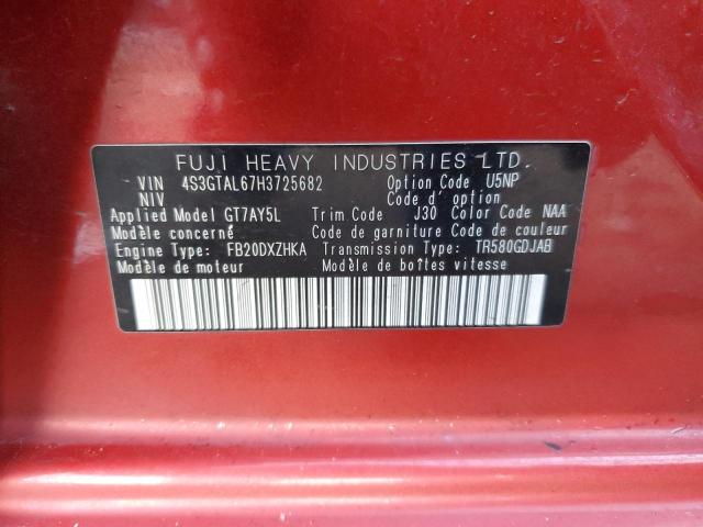 4S3GTAL67H3725682 - 2017 SUBARU IMPREZA SPORT RED photo 12