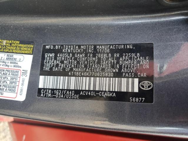 4T1BE46K77U625830 - 2007 TOYOTA CAMRY CE RED photo 12