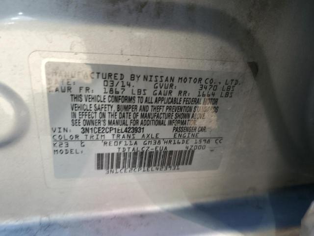 3N1CE2CP1EL423931 - 2014 NISSAN VERSA NOTE S SILVER photo 12