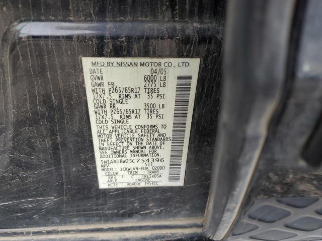 5N1AR18W25C754396 - 2005 NISSAN PATHFINDER LE BLACK photo 13