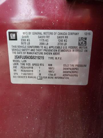 2GKFLUEK3G6219219 - 2016 GMC TERRAIN SLT RED photo 12