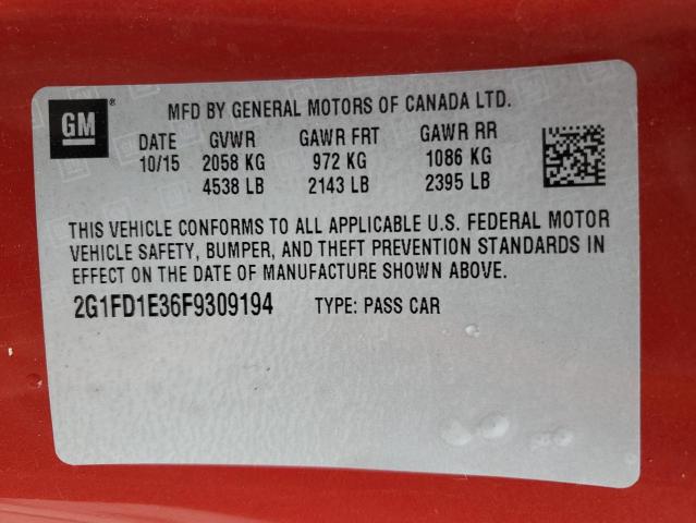 2G1FD1E36F9309194 - 2015 CHEVROLET CAMARO LT RED photo 13