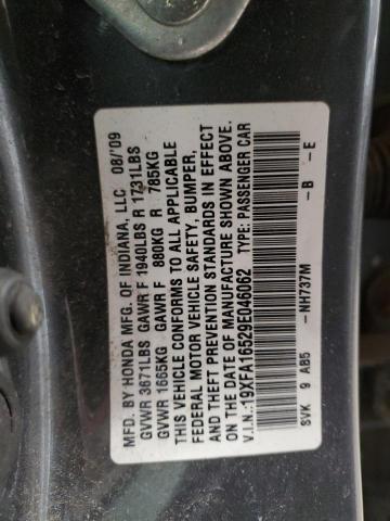 19XFA16529E046062 - 2009 HONDA CIVIC LX GRAY photo 12