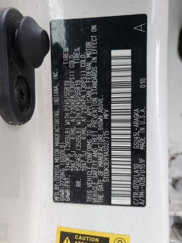 5TDDK3EH1AS027315 - 2010 TOYOTA HIGHLANDER LIMITED WHITE photo 13