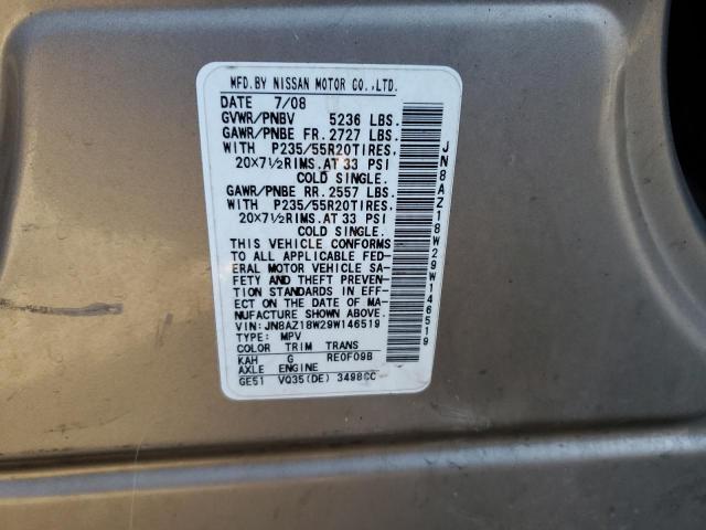 JN8AZ18W29W146519 - 2009 NISSAN MURANO S SILVER photo 12