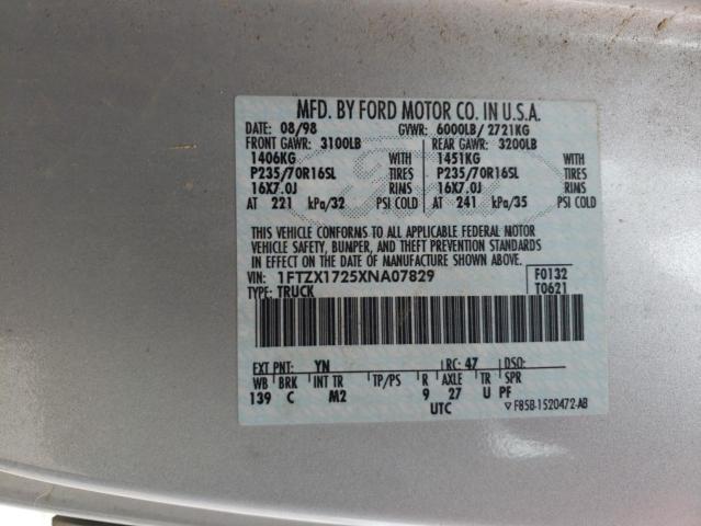 1FTZX1725XNA07829 - 1999 FORD F150 GRAY photo 12