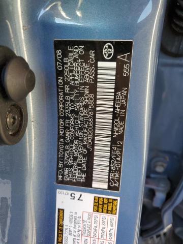 JTDKB20U687815808 - 2008 TOYOTA PRIUS BLUE photo 12