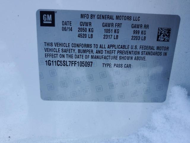 1G11C5SL7FF105097 - 2015 CHEVROLET MALIBU 1LT 白色 照片 13