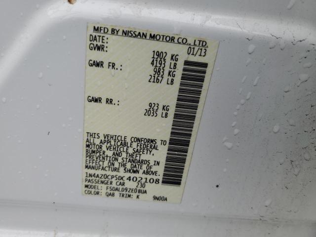 1N4AZ0CP5DC402108 - 2013 NISSAN LEAF S WHITE photo 12