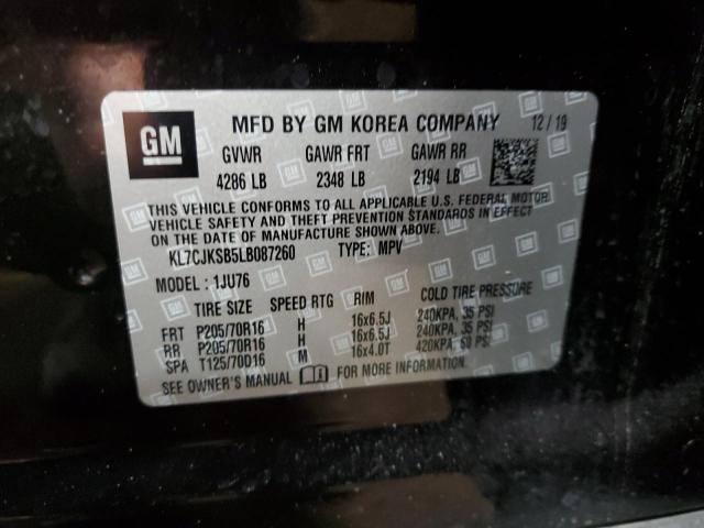 KL7CJKSB5LB087260 - 2020 CHEVROLET TRAX LS BLACK photo 12