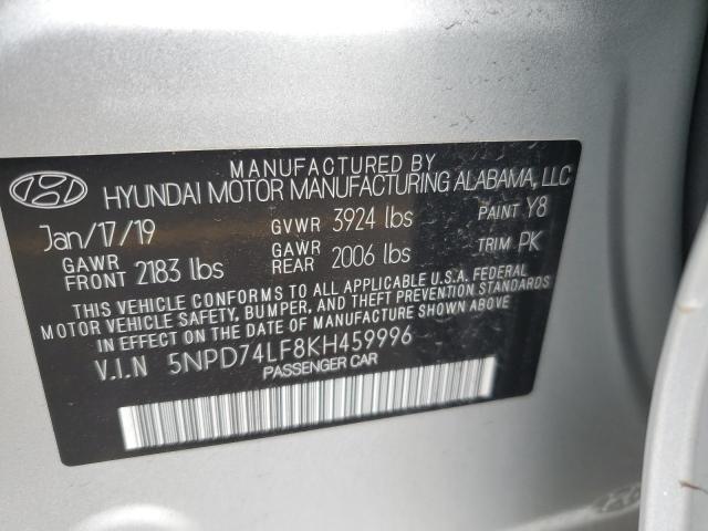 5NPD74LF8KH459996 - 2019 HYUNDAI ELANTRA SE SILVER photo 12