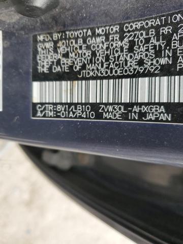 JTDKN3DU0E0379792 - 2014 TOYOTA PRIUS GRAY photo 12