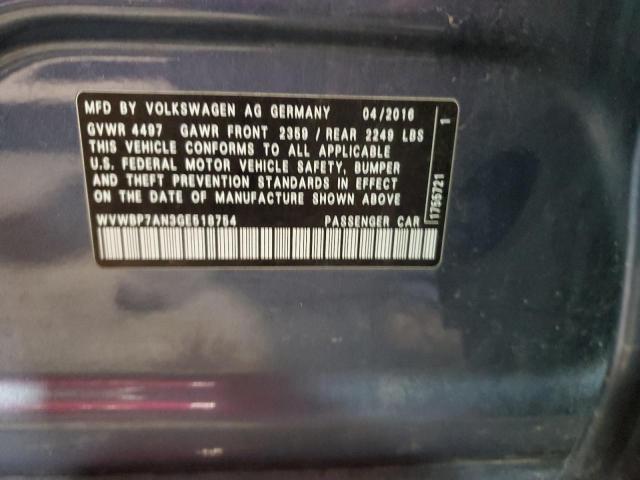 WVWBP7AN3GE518754 - 2016 VOLKSWAGEN CC BASE BLUE photo 12