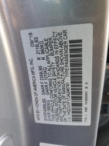 1HGCV1F17JA246741 - 2018 HONDA ACCORD LX SILVER photo 12