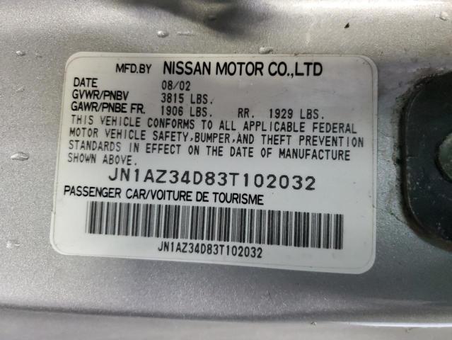 JN1AZ34D83T102032 - 2003 NISSAN 350Z COUPE SILVER photo 12