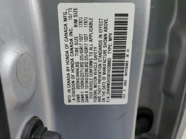 2HKRM3H5XFH558883 - 2015 HONDA CR-V EX SILVER photo 14