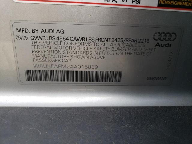 WAUKEAFM2AA015859 - 2010 AUDI A3 PREMIUM PLUS SILVER photo 12