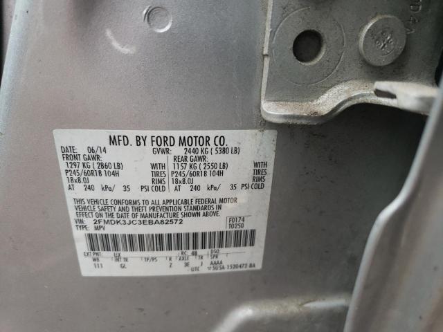 2FMDK3JC3EBA82572 - 2014 FORD EDGE SEL SILVER photo 12