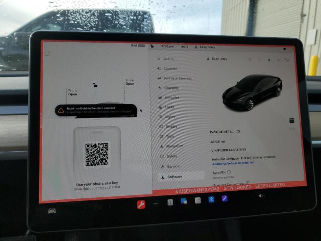 5YJ3E1EA4NF371743 - 2022 TESLA MODEL 3 黑色 照片 9