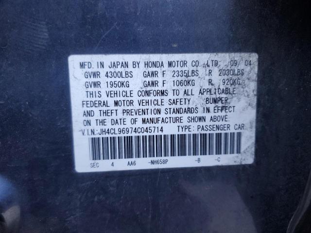 JH4CL96974C045714 - 2004 ACURA TSX CHARCOAL photo 12