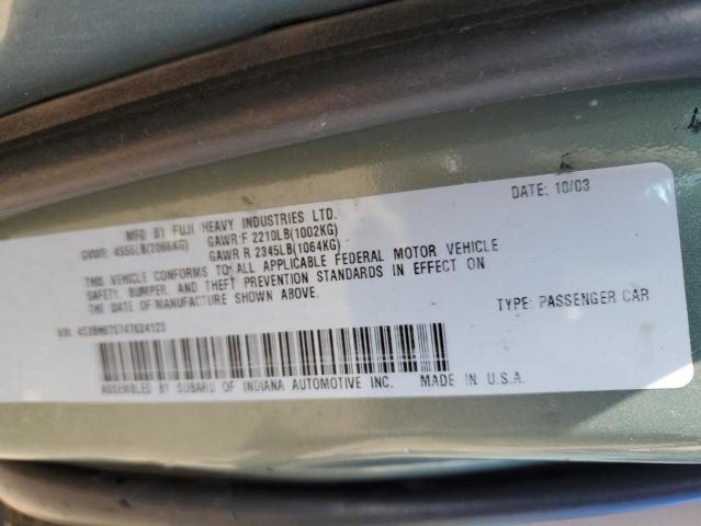4S3BH675747624123 - 2004 SUBARU LEGACY OUTBACK AWP 绿色 照片 12