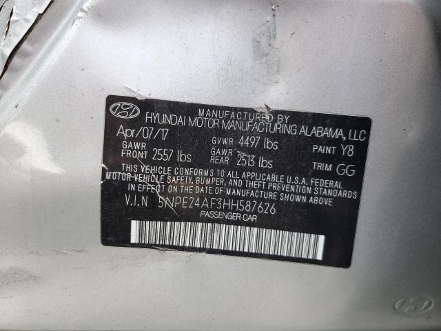 5NPE24AF3HH587626 - 2017 HYUNDAI SONATA SE SILVER photo 12