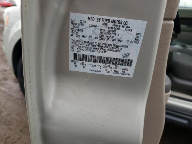 1FMCU03759KA21417 - 2009 FORD ESCAPE XLT SILVER photo 12