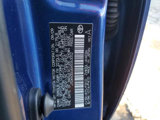 JTDKN3DU6A5063052 - 2010 TOYOTA PRIUS BLUE photo 12