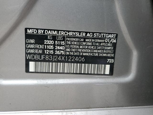 WDBUF83J24X122406 - 2004 MERCEDES-BENZ E 500 4MATIC SILVER photo 12