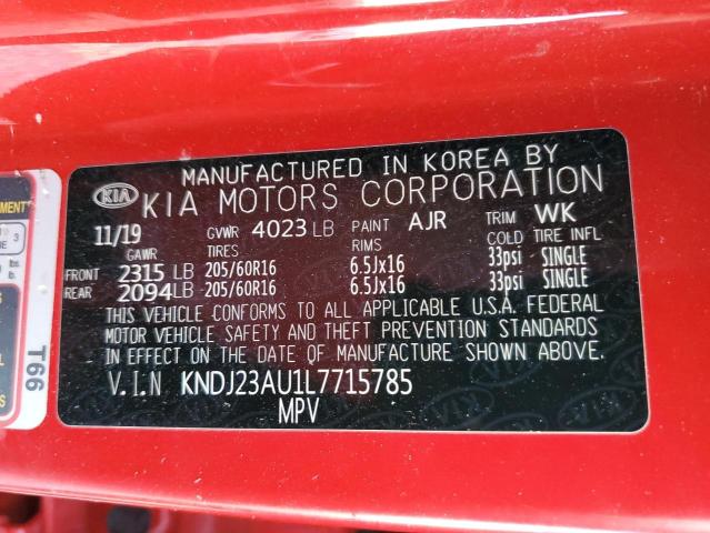 KNDJ23AU1L7715785 - 2020 KIA SOUL LX RED photo 12