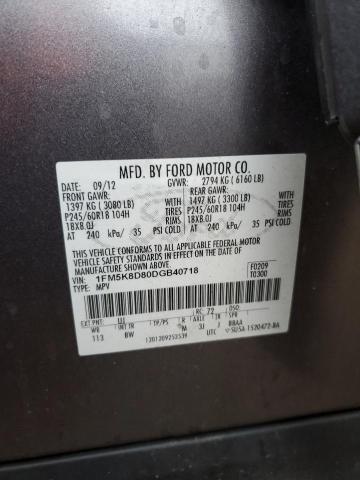 1FM5K8D80DGB40718 - 2013 FORD EXPLORER XLT Boz foto 12