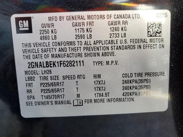 2GNALBEK1F6282111 - 2015 CHEVROLET EQUINOX LT BLACK photo 12