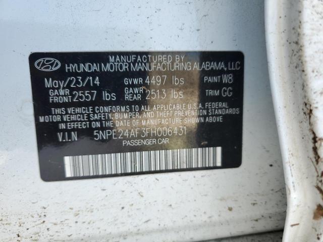 5NPE24AF3FH006431 - 2015 HYUNDAI SONATA SE WHITE photo 12