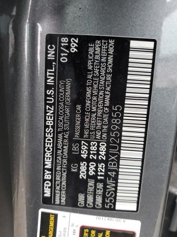 55SWF4JBXJU259855 - 2018 MERCEDES-BENZ C 300 GRAY photo 12