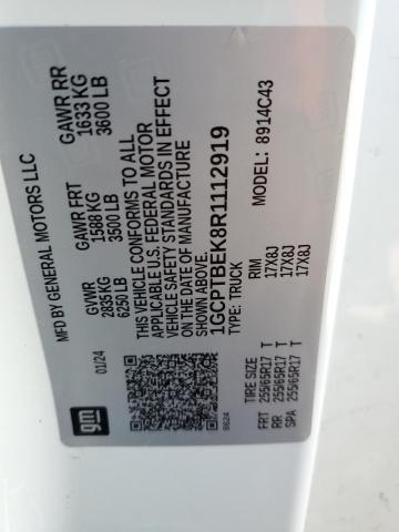 1GCPTBEK8R1112919 - 2024 CHEVROLET COLORADO WHITE photo 12