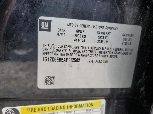 1G1ZC5EB5AF112502 - 2010 CHEVROLET MALIBU 1LT BLACK photo 12