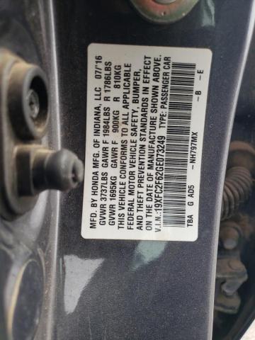 19XFC2F62GE073249 - 2016 HONDA CIVIC LX GRAY photo 12