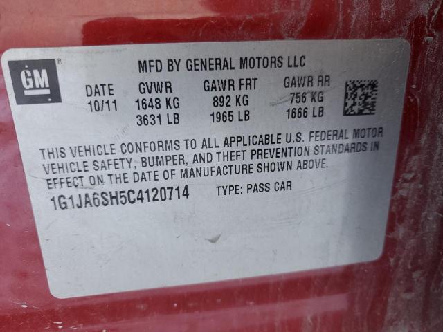 1G1JA6SH5C4120714 - 2012 CHEVROLET SONIC LS RED photo 13
