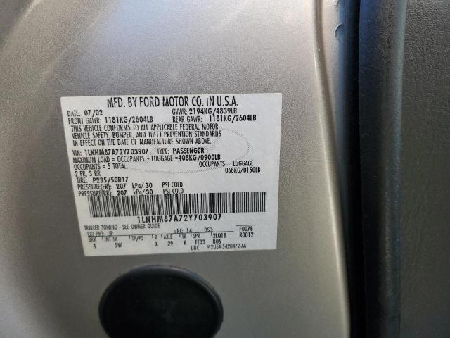 1LNHM87A72Y703907 - 2002 LINCOLN LS Gümüş foto 12