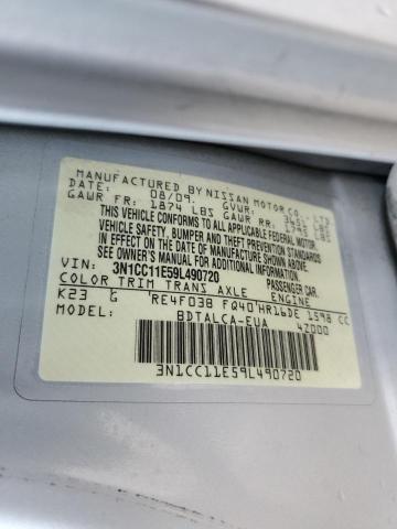 3N1CC11E59L490720 - 2009 NISSAN VERSA S SILVER photo 13