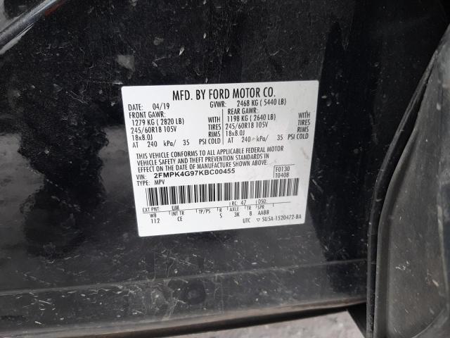 2FMPK4G97KBC00455 - 2019 FORD EDGE SE أسود صورة 14