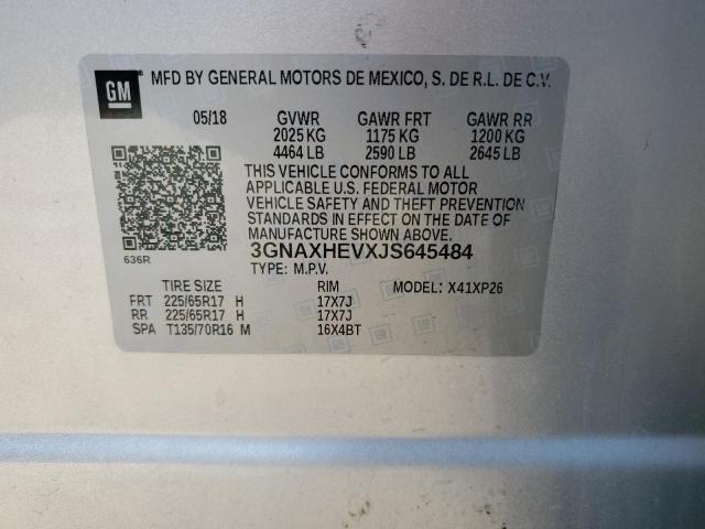 3GNAXHEVXJS645484 - 2018 CHEVROLET EQUINOX LS SILVER photo 12