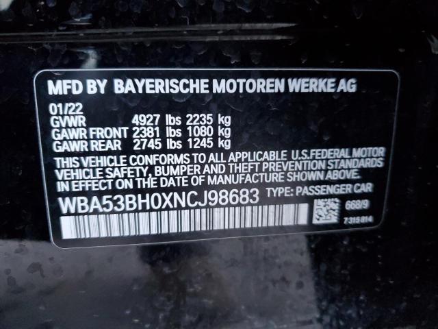 WBA53BH0XNCJ98683 - 2022 BMW 530 I BLACK photo 12